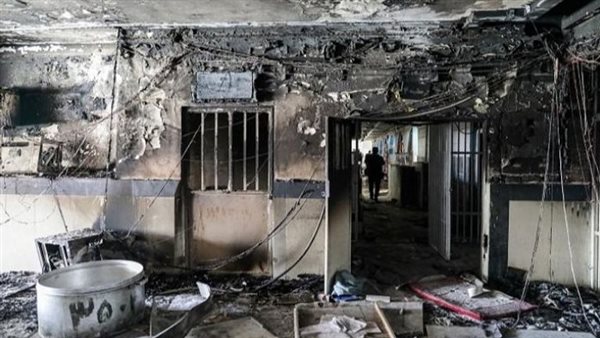 آثار حريق سجن إيفين