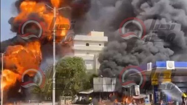 حريق محطة وقود قنا