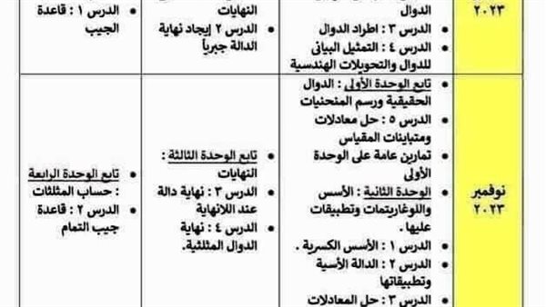 مقرر امتحان شهر نوفمبر