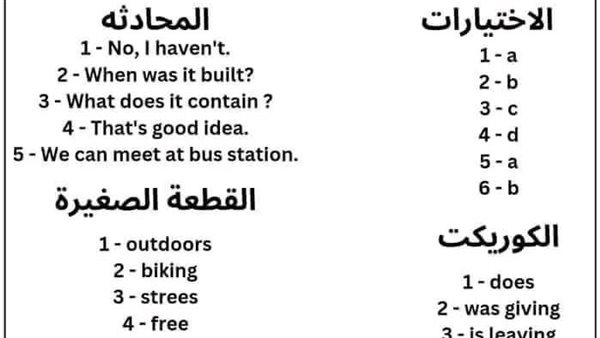 نموذج إجابة امتحان