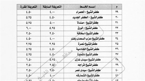 تعريفة الركوب الجديدة