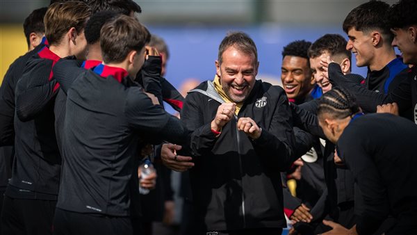 احتفال لاعبي برشلونة