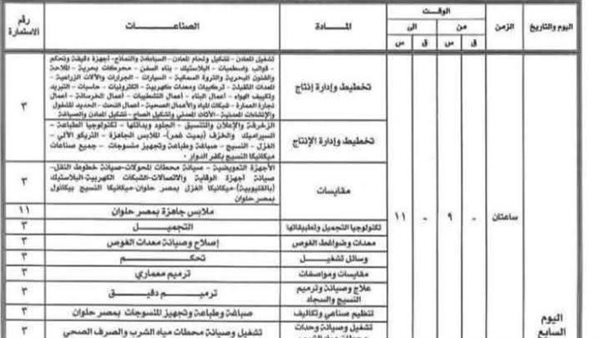 جداول امتحانات الدبلومات