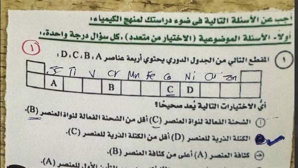 تداول امتحان الكيمياء