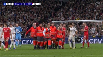 الريال ضد بنفيكا.. إصابة مروعة لـ راؤول أسينسيو لاعب ريال مد    