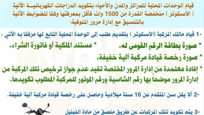  محافظ المنوفية يعلن عن إجراءات تكويدالاسكوتر الكهربائى