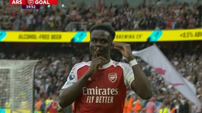 arsenal vs fulham.. بوكايو ساكا يسجل الهدف الثاني لـ آرسنال     